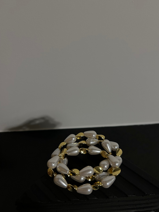 Abstract Gold Pearl Bracelet